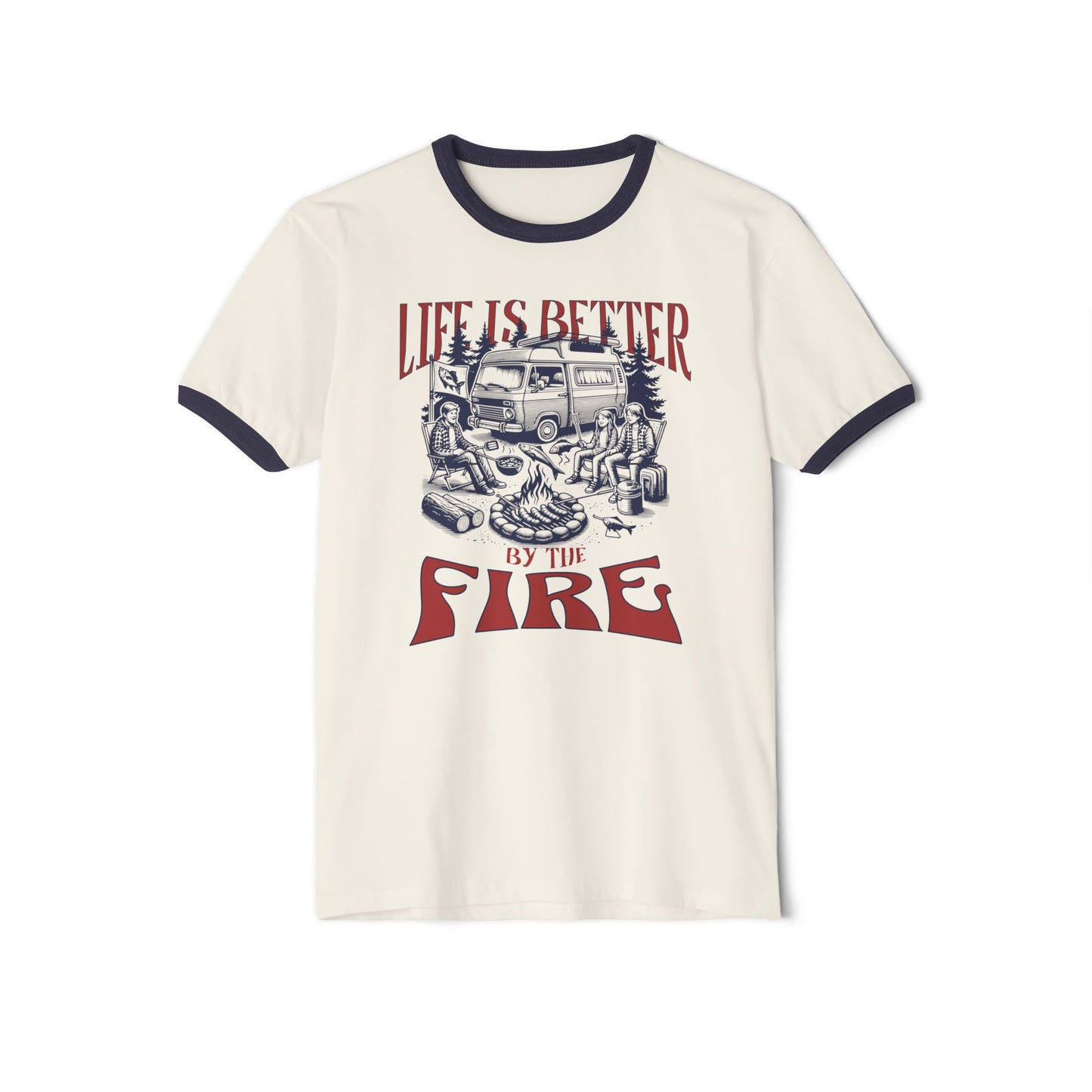 Life is Better by the Fire Unisex Cotton Ringer T-Shirt