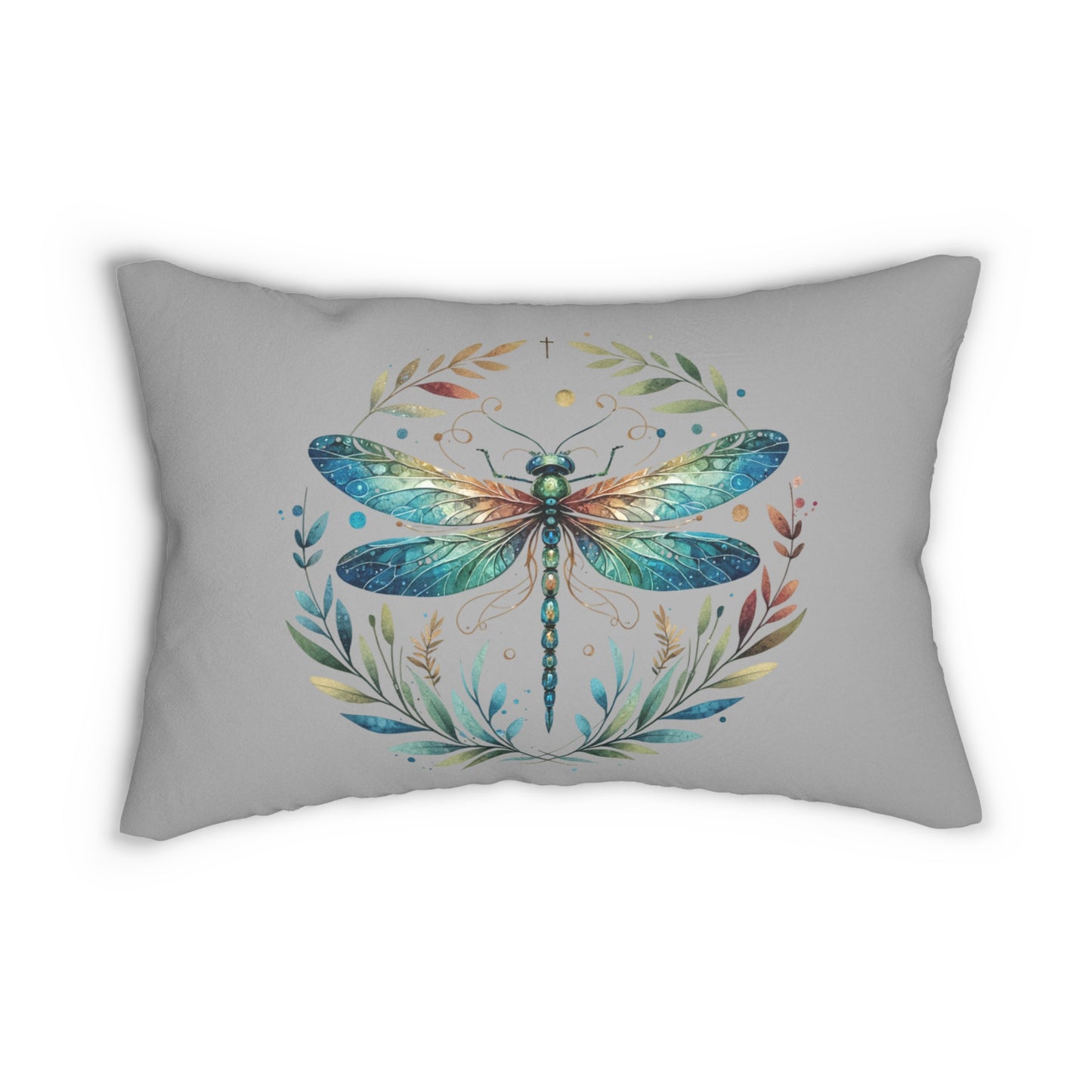 Dragonfly Jewel Toned Wings Spun Polyester Lumbar Pillow