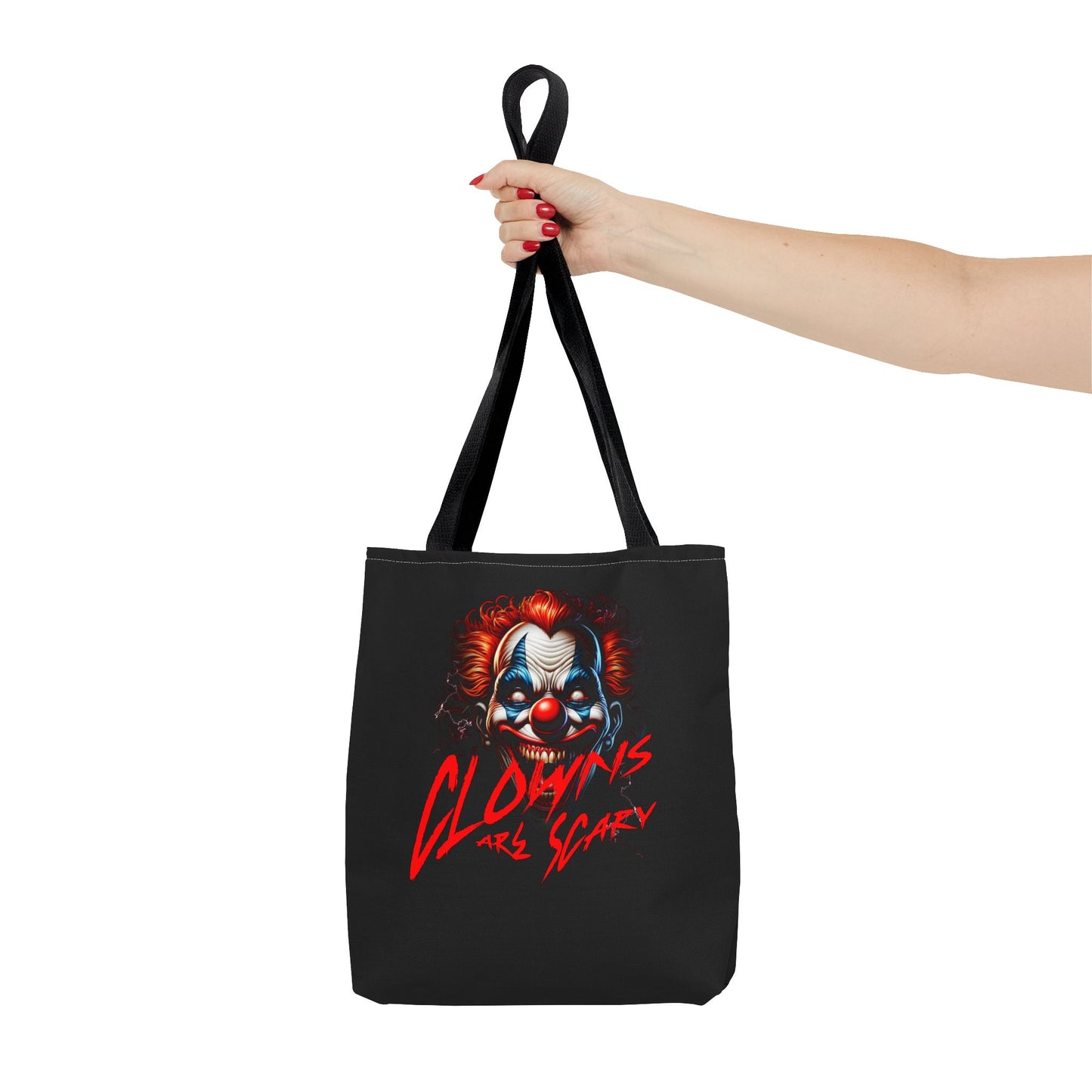 Clowns Are Scary with Face Tote Bag (AOP)