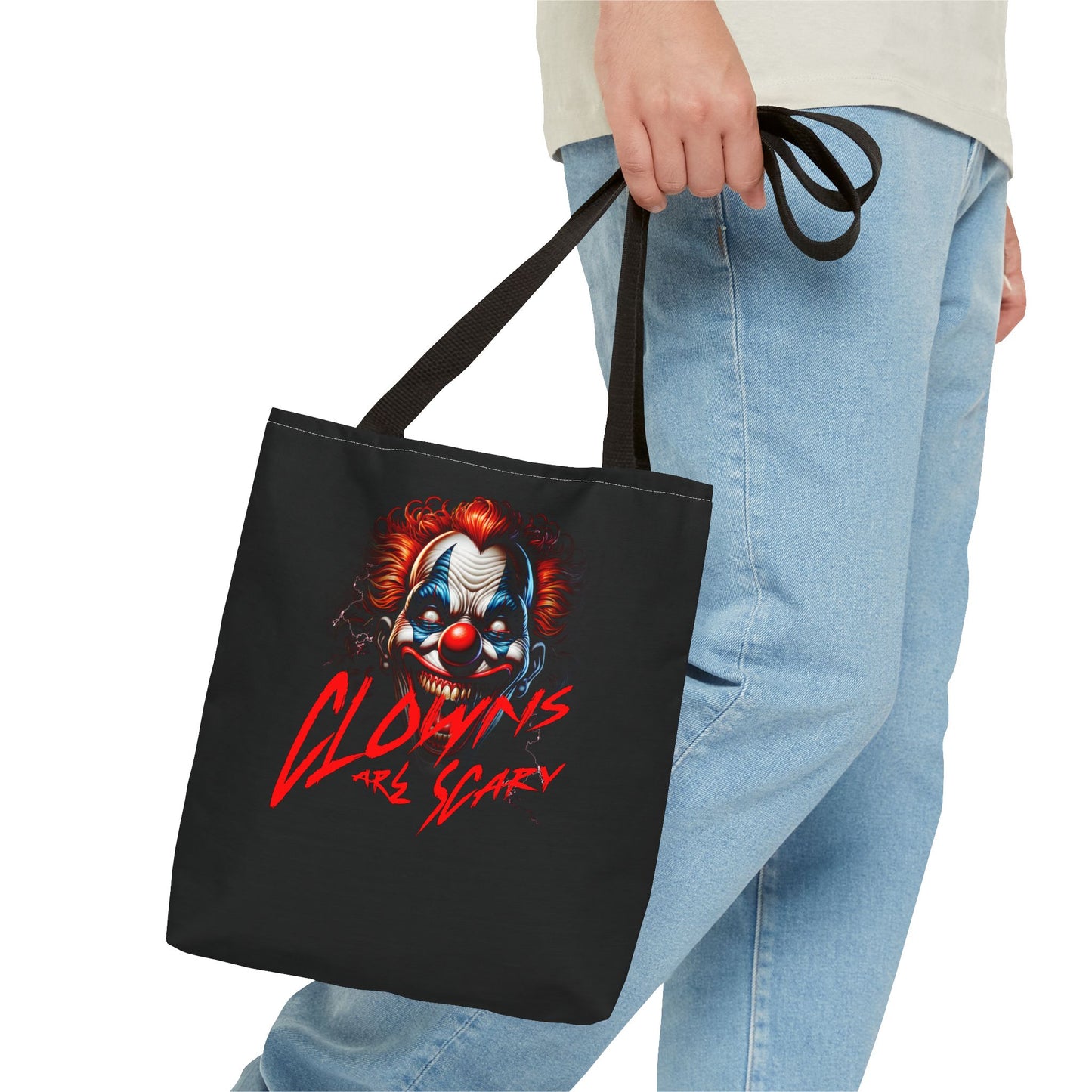 Clowns Are Scary with Face Tote Bag (AOP)