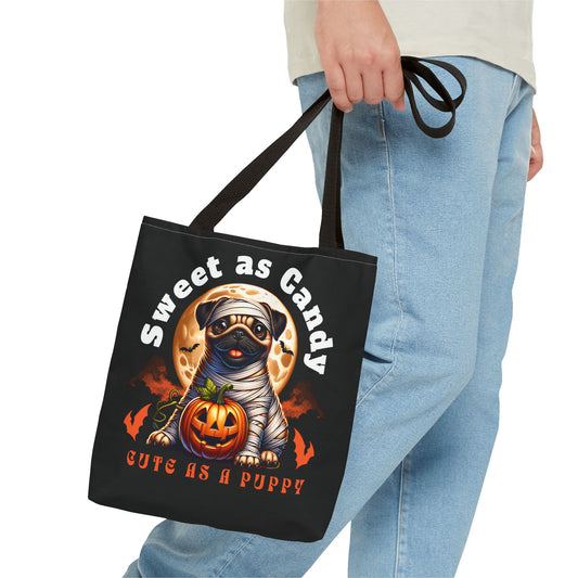 Sweet as Candy Cute as a Puppy Tote Bag (AOP)