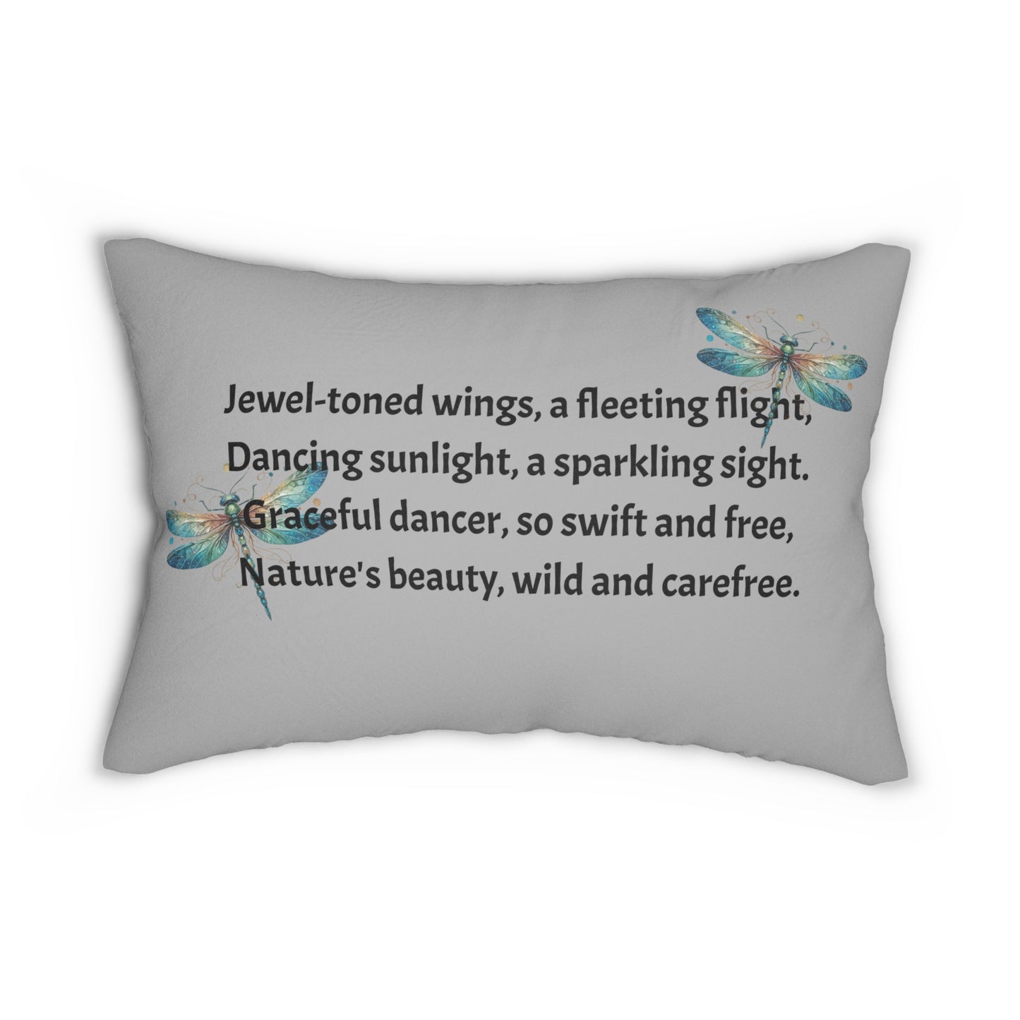 Dragonfly Jewel Toned Wings Spun Polyester Lumbar Pillow